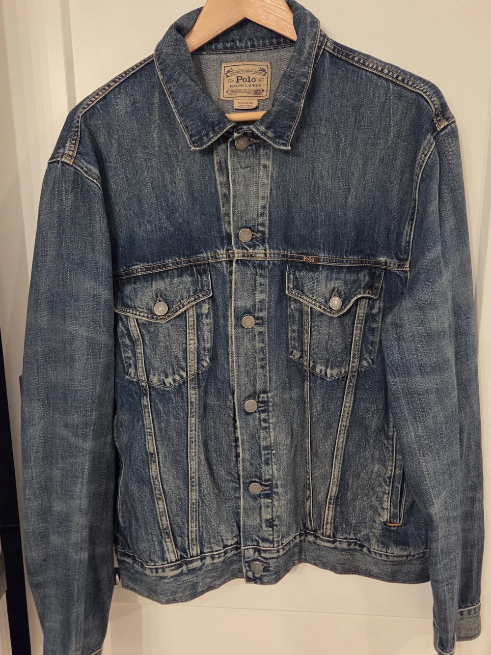 Polo Ralph Lauren Men's Denim Trucker Jacket Blue XL Classic Jean Jacket Grunge